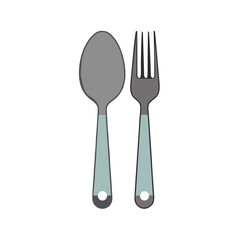 Spoon and fork vector, simple cutlery illustration