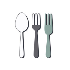Spoon and fork vector, simple cutlery illustration