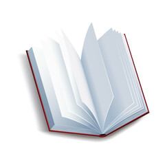 Realistic book. Learning or education concept. Design of open book or notebook. Reading, learn and receive education through books. Read more books