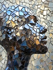 Detailed portrait of an abstract human face with artistic textures and dynamic features