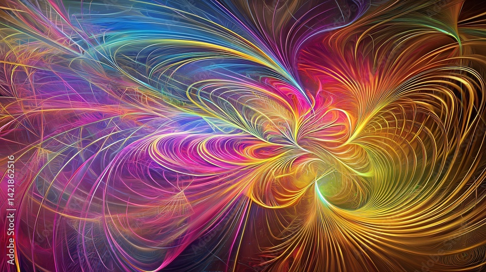 Poster colorful abstract design featuring a blend of shapes and patterns creating a vibrant and energetic v
