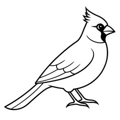Minimalist Cardinal Bird One-Line Vector Art