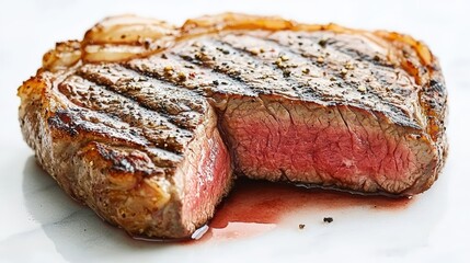 Juicy Grilled Steak, Medium Rare Cut - High-resolution food photogr.