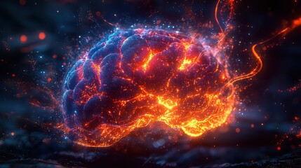 Fototapeta premium Burning brain, abstract artistic representation