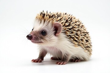 Obraz premium Close-up of a single hedgehog against pure white backdrop , texture, studio shot, mammal