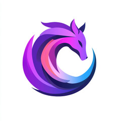 Naklejka premium Abstract Fox Curled in Circle with Vibrant Gradients, Modern Animal Logo Design