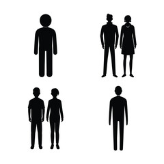 People Vector Icon Set ,Minimal Human Figures  Silhouettes Collection