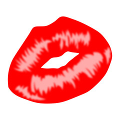 red lips isolated sticker on white background