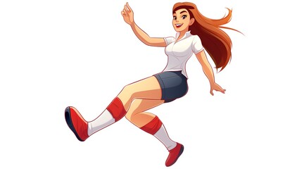 Professional Cartoon Illustration of a Woman Kicking off Sock in a Funny Style