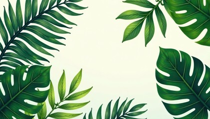Bold stylized palm & monstera leaves, perfect for summer decor , minimal, monstera