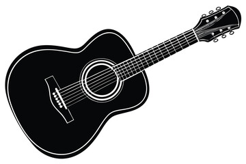 Obraz premium Guitar icon set. Acoustic guitar silhouette Vector.