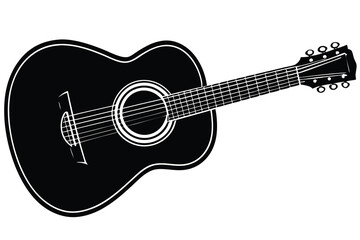 Guitar icon set. Acoustic guitar silhouette Vector.
