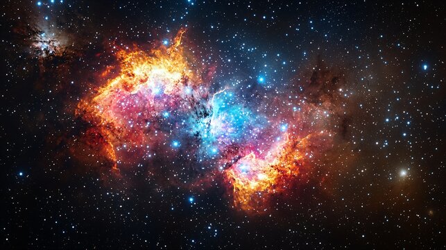 Ethereal nebula in the sky surrounded by moody shadow play highlighting the mystique of cosmic phenomena and astronomical beauty