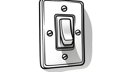 Professional Hand-Drawn Black and White Cartoon Light Switch Illustration for Designs
