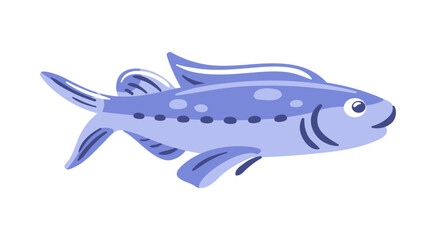 stylized illustration features a blue fish, effortlessly blending artistic flair with aquatic themes. Its smooth curves and bold colors make it a captivating focal point for ocean-inspired designs.