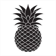 Pineapple Silhouette Icon | Tropical Summer Fruit Vector Illustration