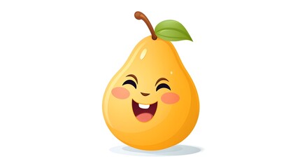 Cheerful retro cartoon drawing of a laughing pear, perfect for vintage designs