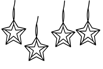 Floating Christmas Stars Outline Art