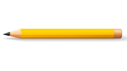 Professional Vector Illustration of Yellow Wooden Pencil With Eraser Tip on White Background