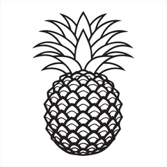Obraz premium Pineapple tropical sweet summer fruit silhouette icon isolated on white background