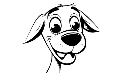 Detailed cartoon illustration of a deceased dog in a simple black and white line drawing style