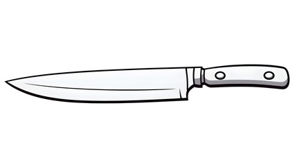 Detailed Line Drawing Cartoon Kitchen Knife for Culinary Designs and Graphics