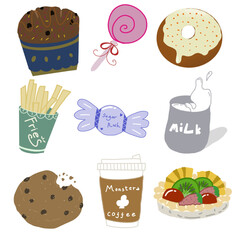 Delicious dessert and sweets icon vector illustration Hand drawn