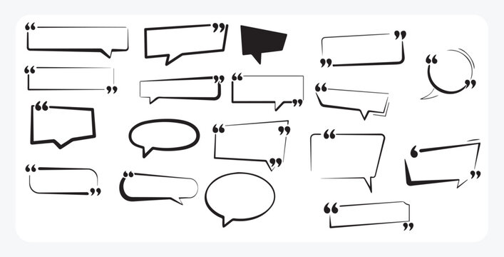 Speech Bubble Icon Set, Comic Cloud Quote Boxes and Doodle Frame Collection speech, bubble, icon, set, quote, cloud, comic, doodle, box, frame, collection