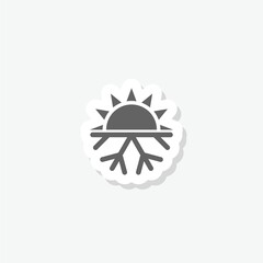 Sun snowflake sign sticker isolated on gray background