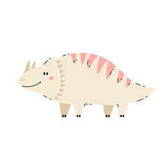 Illustration of adorable cartoon triceratops dinosaur isolated on white background.