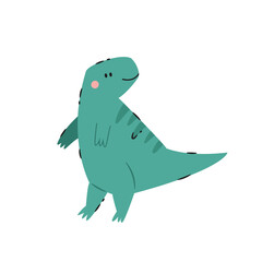 Illustration of adorable cartoon t-rex dinosaur isolated on white background.