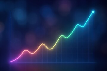 A vibrant and colorful line graph representing growth and progress. The neon colors illustrate increasing trends, ideal for presentations, reports, or marketing materials.