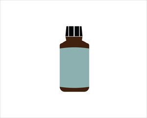 Brown medicine bottle on white background