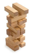 Precarious Wooden Block Tower Jenga Game Stack
