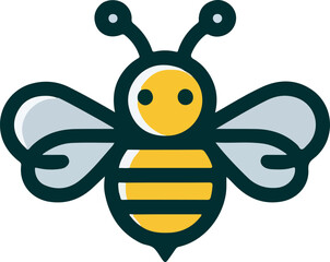 Fototapeta premium Cute Cartoon Bee Icons – Colorful Vector Set for Kids, Branding, or Craft Projects