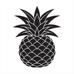 Obraz premium Pineapple tropical sweet summer fruit silhouette icon isolated on white background