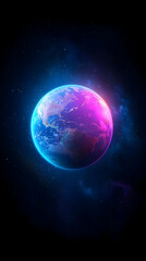 Fototapeta premium Glowing Pixelated Earth in Vibrant Neon Colors