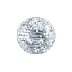 Silver Disco Ball Isolated on Transparent Background