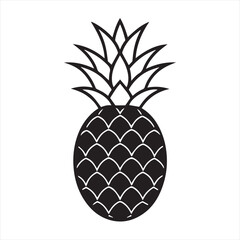 Obraz premium Pineapple tropical sweet summer fruit silhouette icon isolated on white background