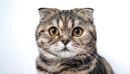 Obraz premium Striking Portrait of a Scottish Fold Cat with Unique Facial Features