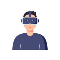 Man Wearing Virtual Reality Headset Immersed in Digital Experience Technology and Innovation Vector Illustration 