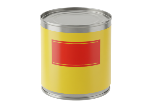 Canned food, yellow label, red rectangle