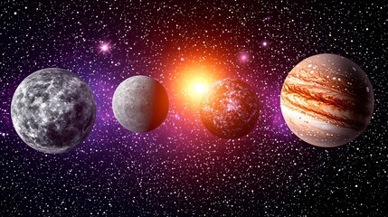 The majestic planets in the night sky creating a stunning cosmic scene with dramatic contrast and a sense of wonder over the universe