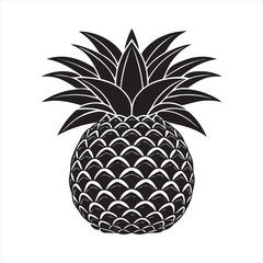 Obraz premium Pineapple tropical sweet summer fruit silhouette icon isolated on white background