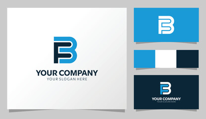 Modern "BF" Monogram Logo with Blue and Dark Color Concept