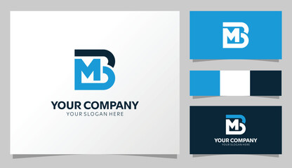 Modern "BM" Monogram Logo with Blue and Dark Color Concept