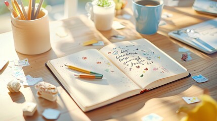 National Best Friends Day Concept. Creative Workspace with Journal and Stationery Items