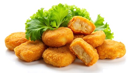 Appetizing nuggets isolated on white background