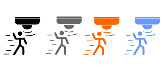 Motion sensor. Icon with reflection on white background