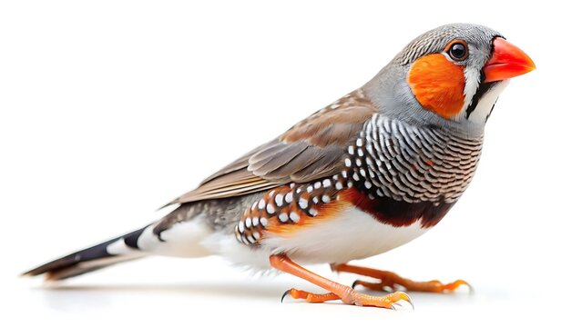 Australian zebra finch isolated on white background